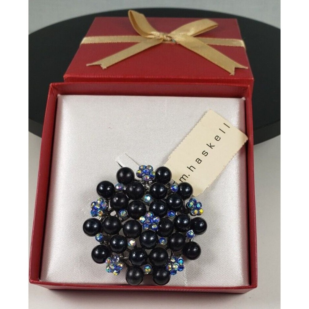 Vintage Early Miriam Haskell Closter Blue Aurora Borealis Rhinestone Brooch